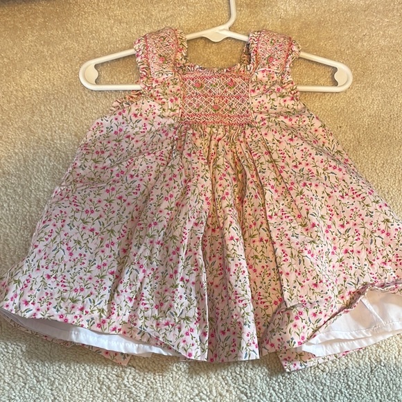 Claire & Charlie Girls Pink Knit Golf Print Smocked Dress main image 1